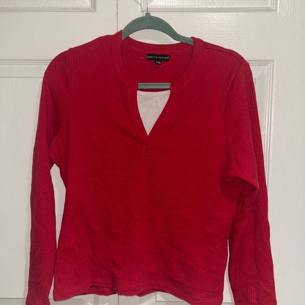 Carolyn Taylor Red Long Sleeve Cut Out Blouse